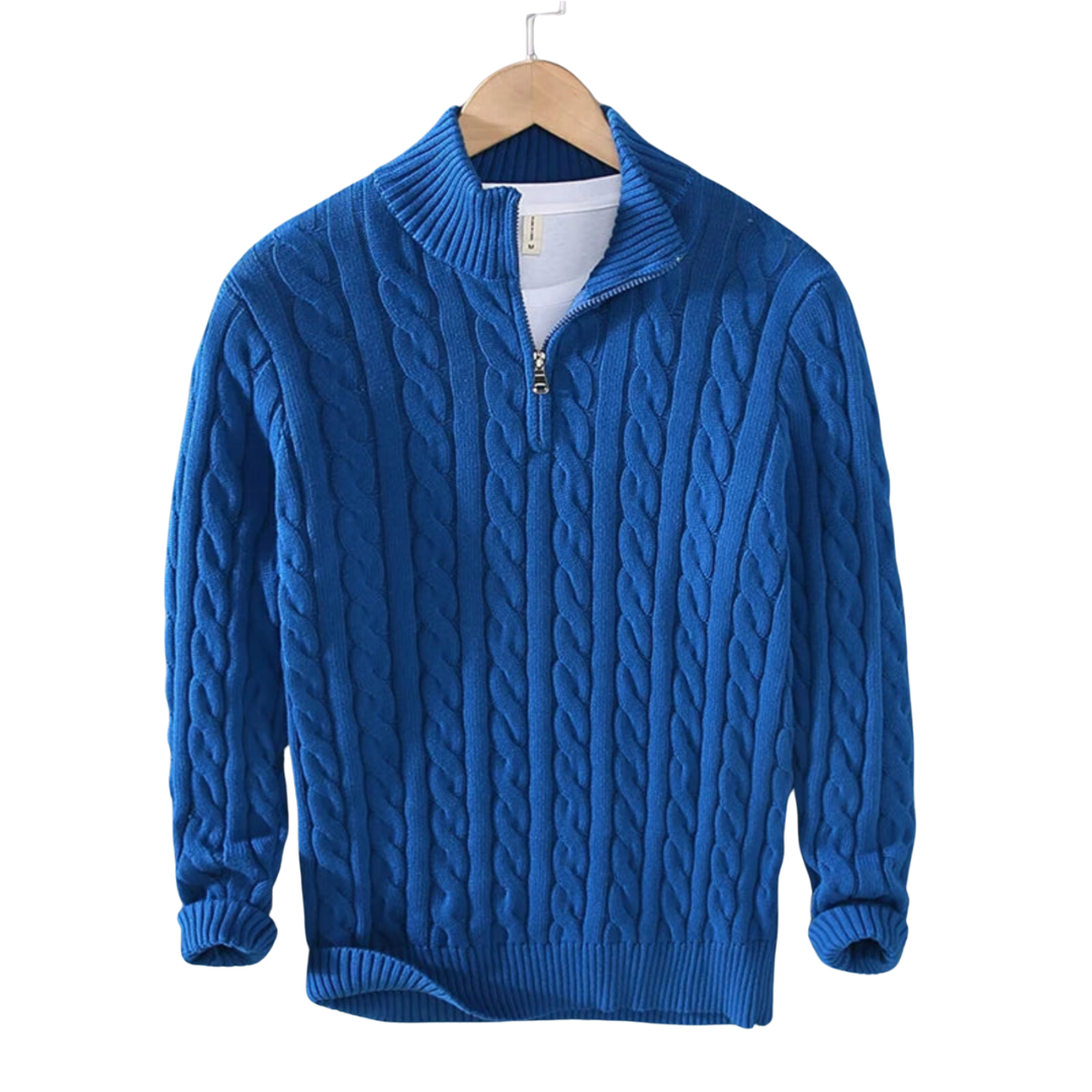 Claudio Cable Knit Quarter-Zip | EMPRESS BLANC™