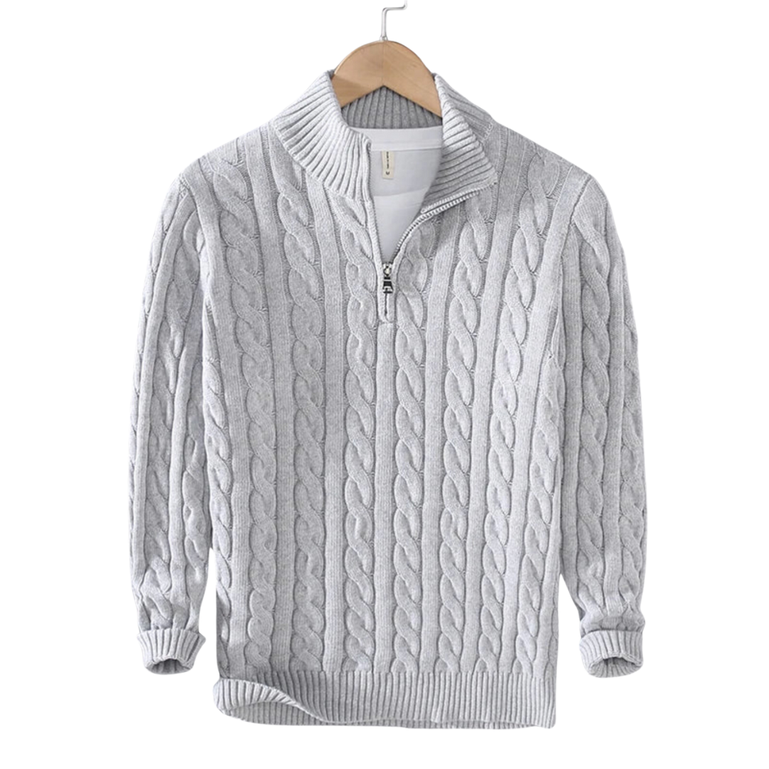 Claudio Cable Knit Quarter-Zip | EMPRESS BLANC™