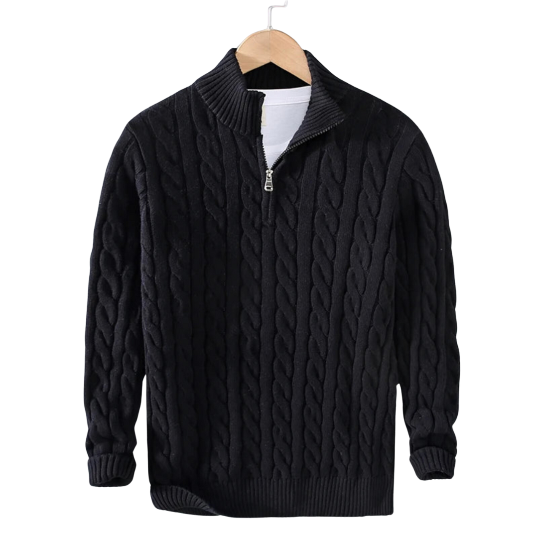 Claudio Cable Knit Quarter-Zip | EMPRESS BLANC™