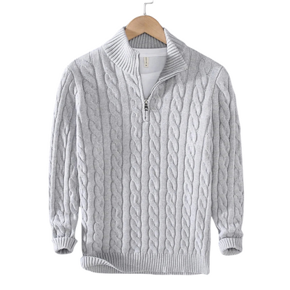 Claudio Cable Knit Quarter-Zip | EMPRESS BLANC™