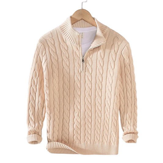 Claudio Cable Knit Quarter-Zip | EMPRESS BLANC™