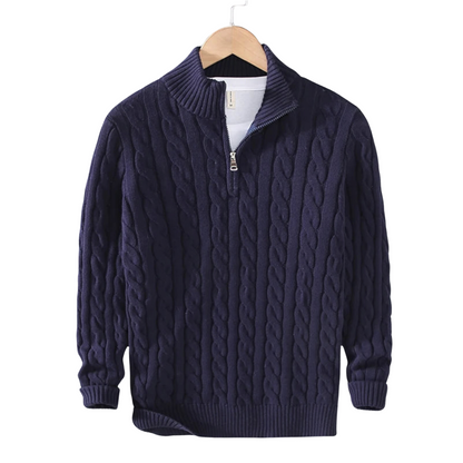 Claudio Cable Knit Quarter-Zip | EMPRESS BLANC™