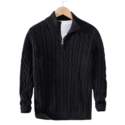 Claudio Cable Knit Quarter-Zip | EMPRESS BLANC™